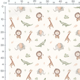 Tissu - Animaux pastel sur fond blanc 2