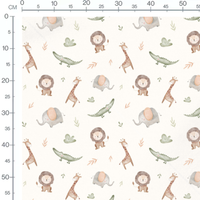 Tissu - Animaux pastel sur fond blanc 2