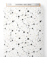 Tissu - Constellations noires dorées