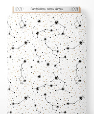 Tissu - Constellations noires dorées
