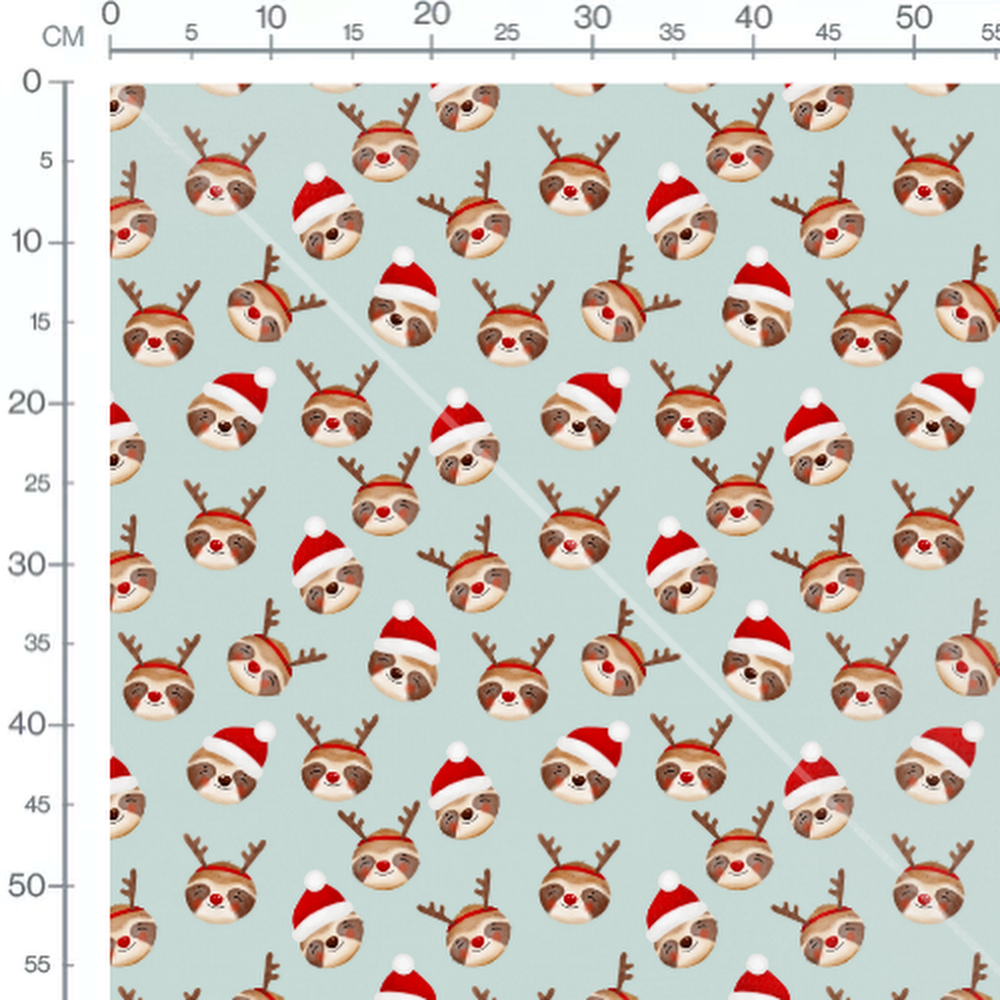 Tissu - Têtes de rennes et paresseux