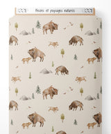 Tissu - Bisons et paysages naturels