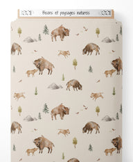 Tissu - Bisons et paysages naturels