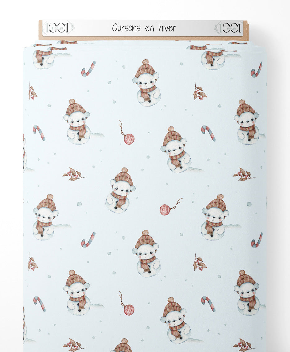 Tissu - Oursons en hiver