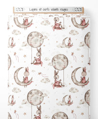 Tissu - Lapins et cerfs-volants rouges