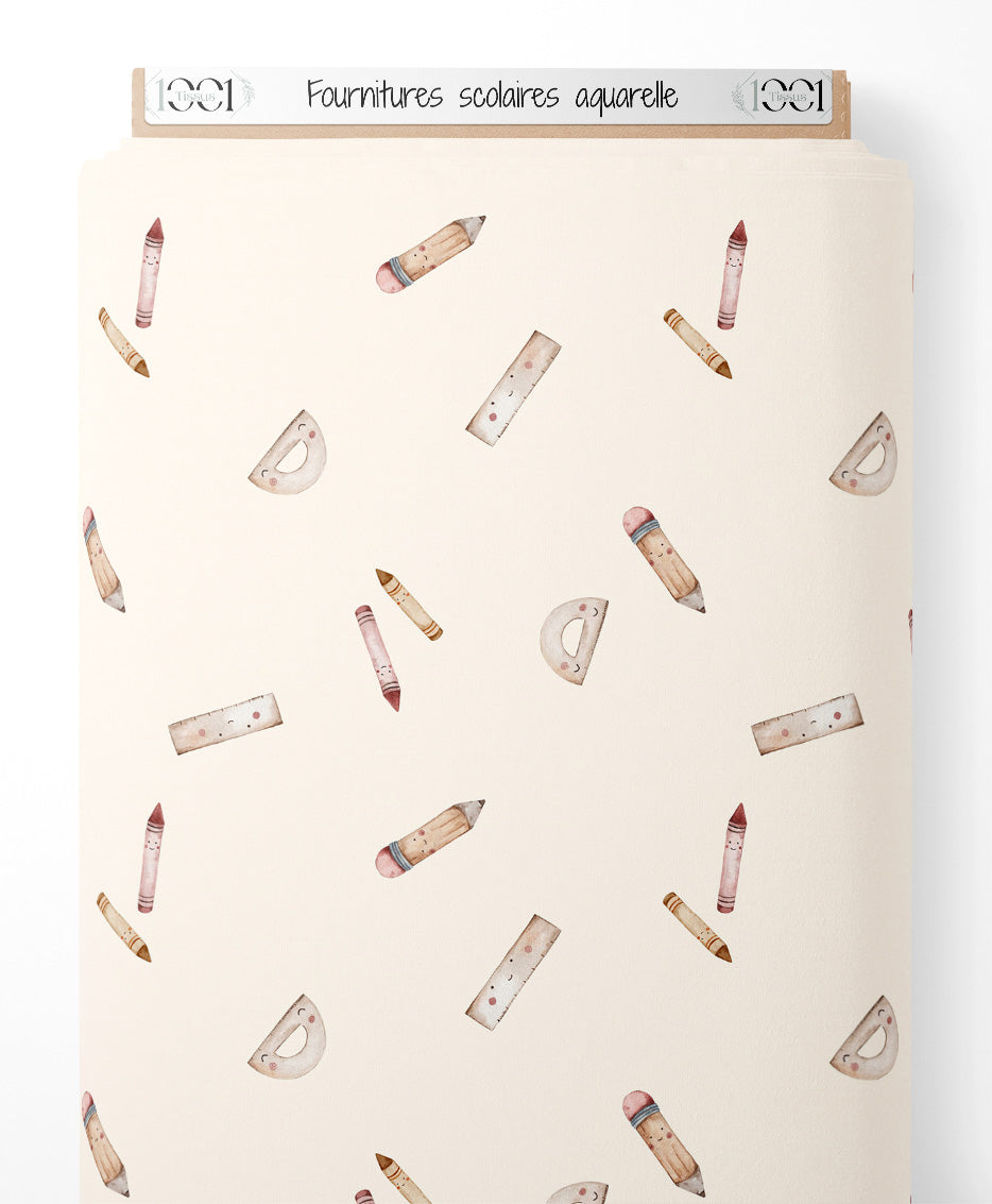 Tissu - Fournitures scolaires aquarelle