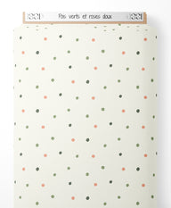 Tissu - Pois verts et roses doux