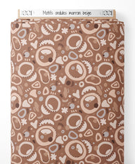 Tissu - Motifs ondulés marron beige