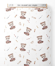 Tissu - Ours dessinant avec crayons