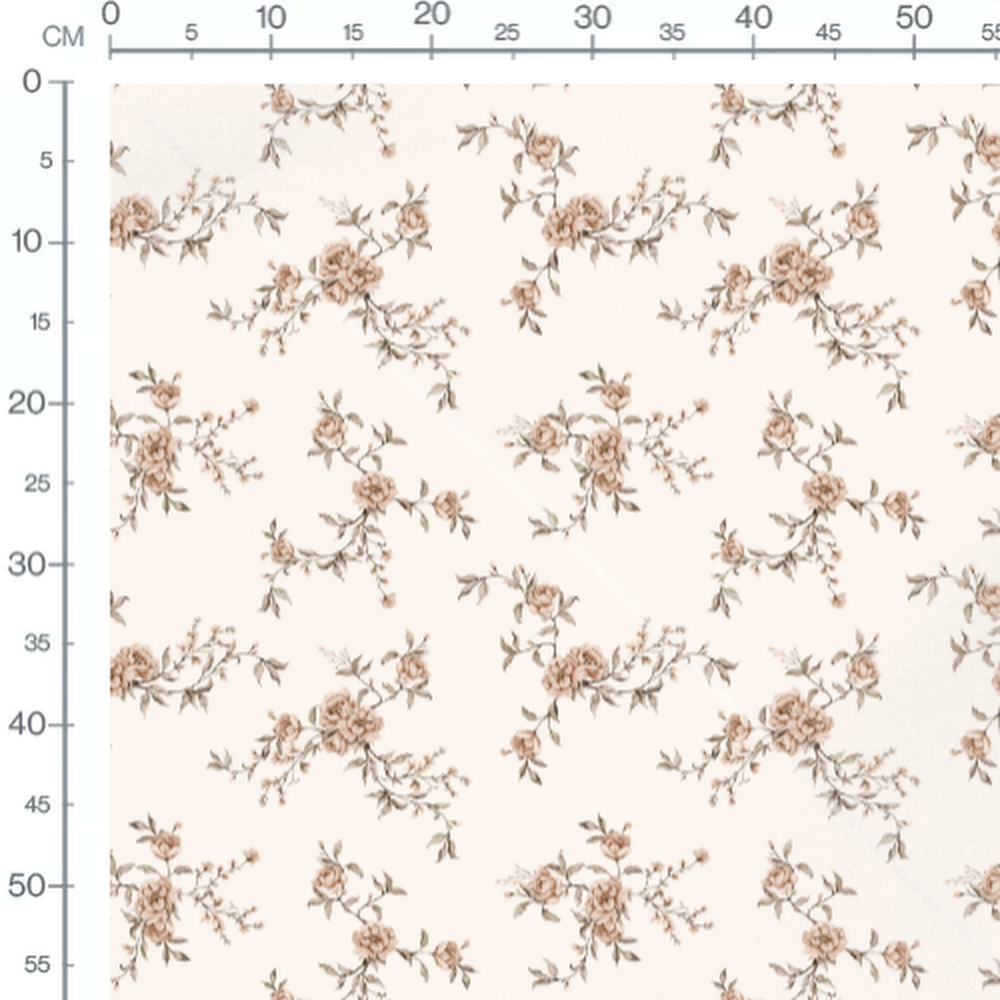 Tissu - Roses beige et branches fines