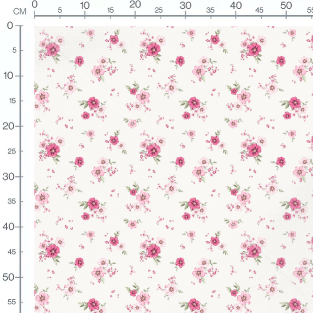 Tissu - Fleurs dispersées sur blanc