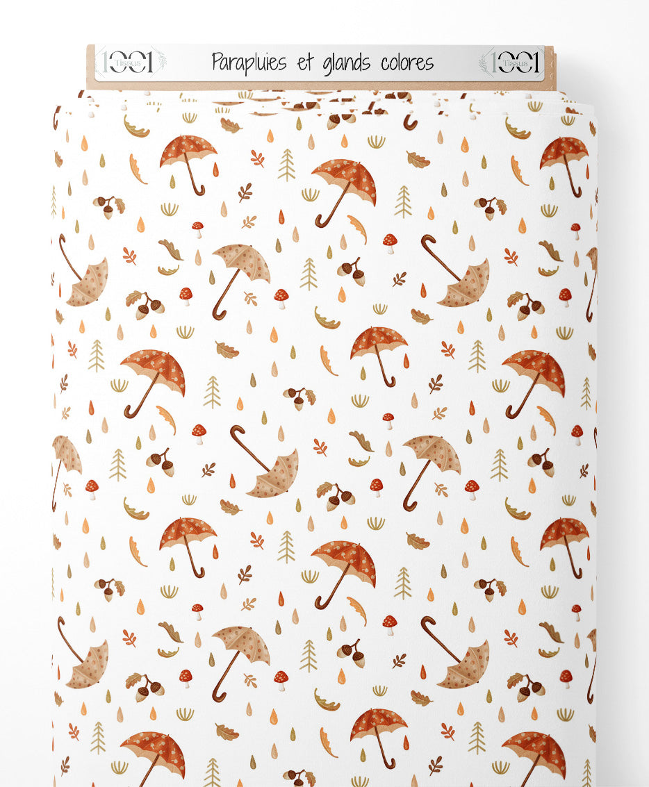 Tissu - Parapluies et glands colorés