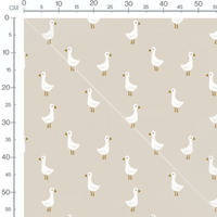 Tissu - Canards blancs sur beige