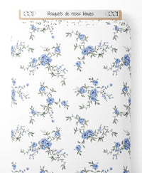 Tissu - Bouquets de roses bleues