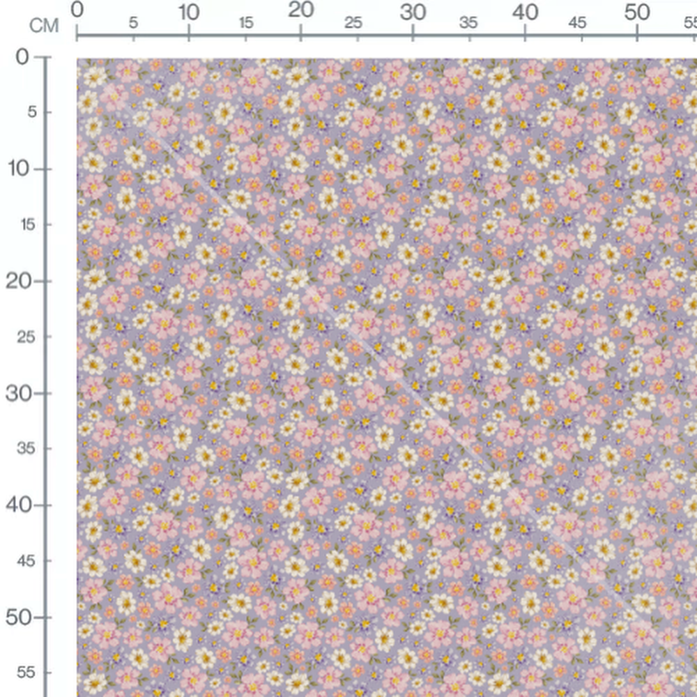 Tissu - Fleurs pastel sur violet