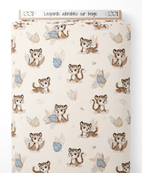 Tissu - Léopards adorables sur beige