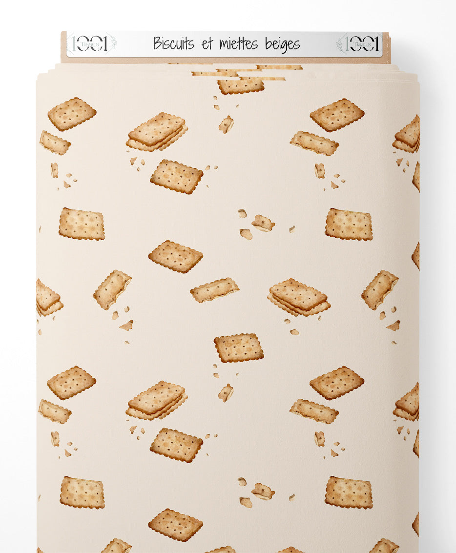 Tissu - Biscuits et miettes beiges