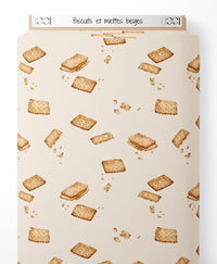 Tissu - Biscuits et miettes beiges