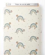 Tissu - Tortues arc-en-ciel pastel