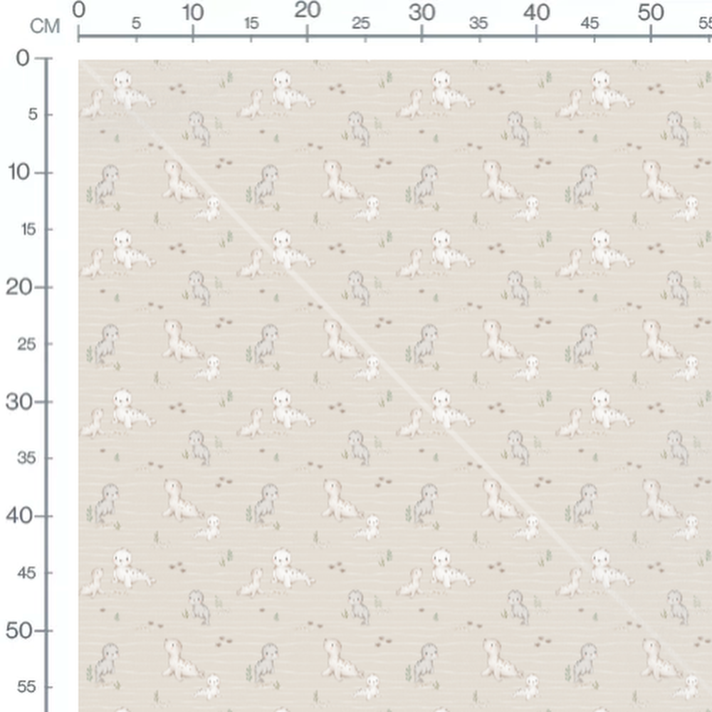 Tissu - Phoques mignons sur fond beige