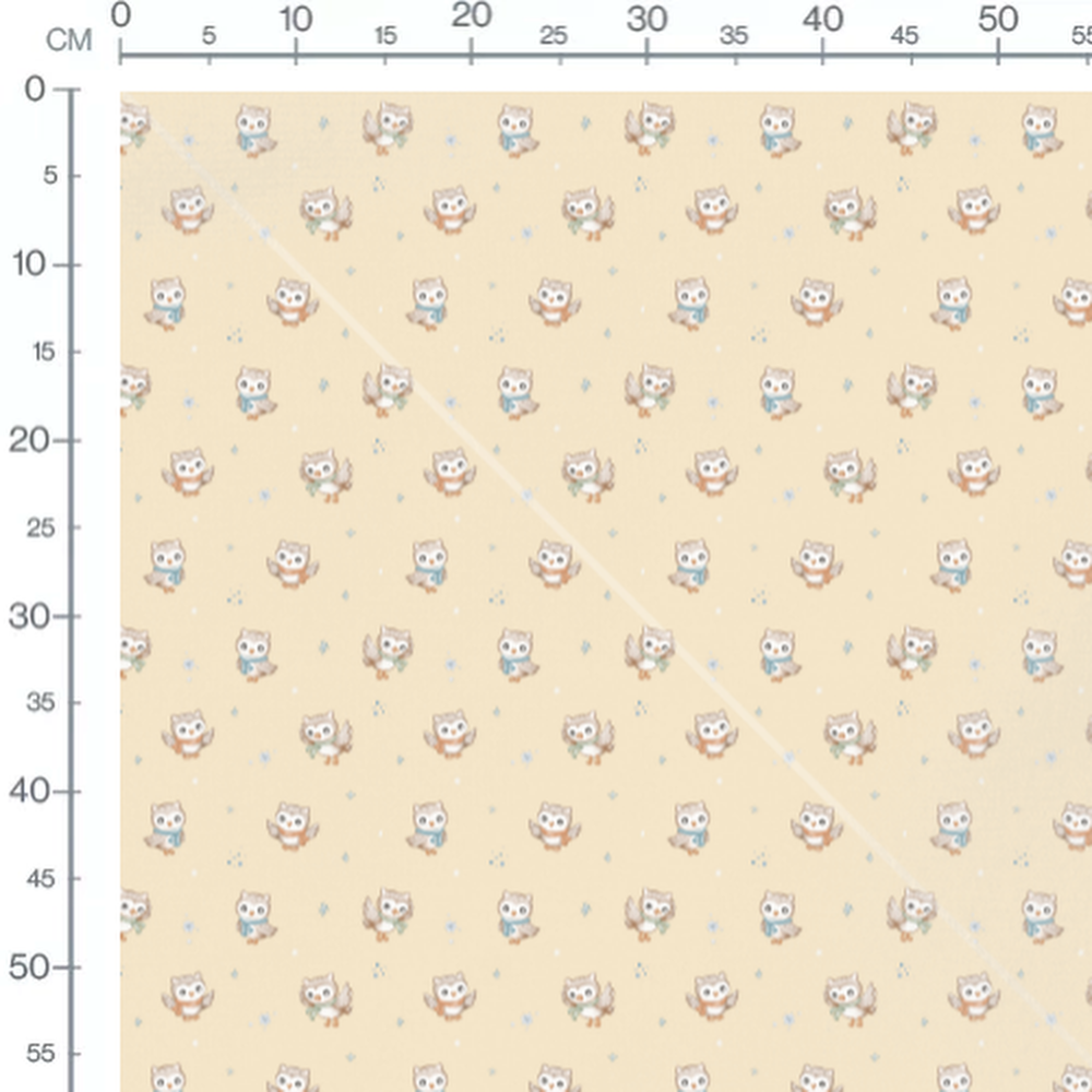 Tissu - Chouettes avec écharpes colorées