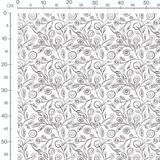 Tissu - Feuilles et spirales noires