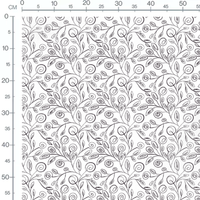 Tissu - Feuilles et spirales noires