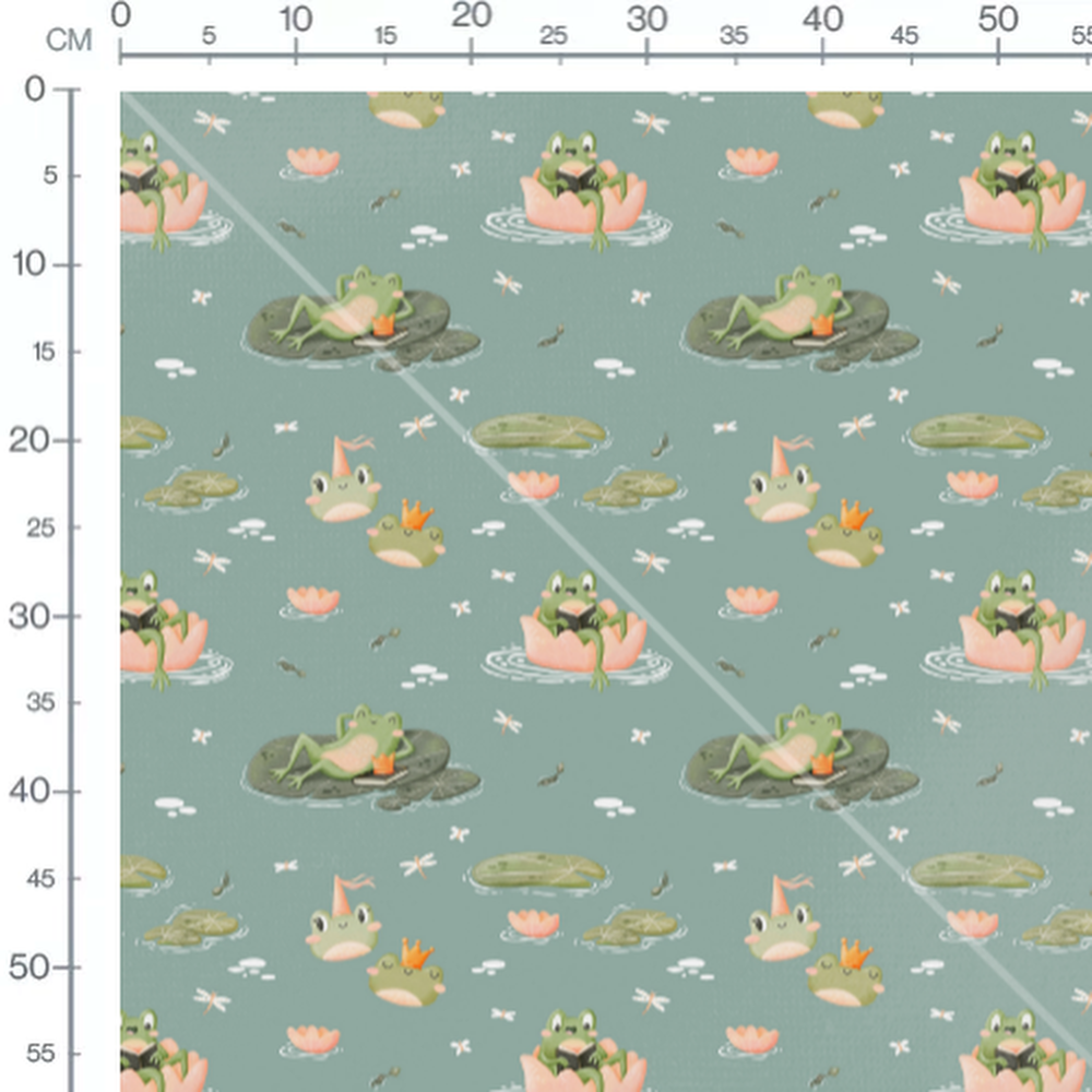 Tissu - Grenouilles festives en vert