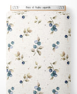 Tissu - Baies et feuilles aquarelle