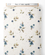 Tissu - Baies et feuilles aquarelle