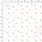 Tissu - Brindilles beiges sur blanc