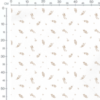 Tissu - Brindilles beiges sur blanc