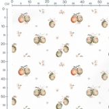 Tissu - Pommes et fleurs aquarelle