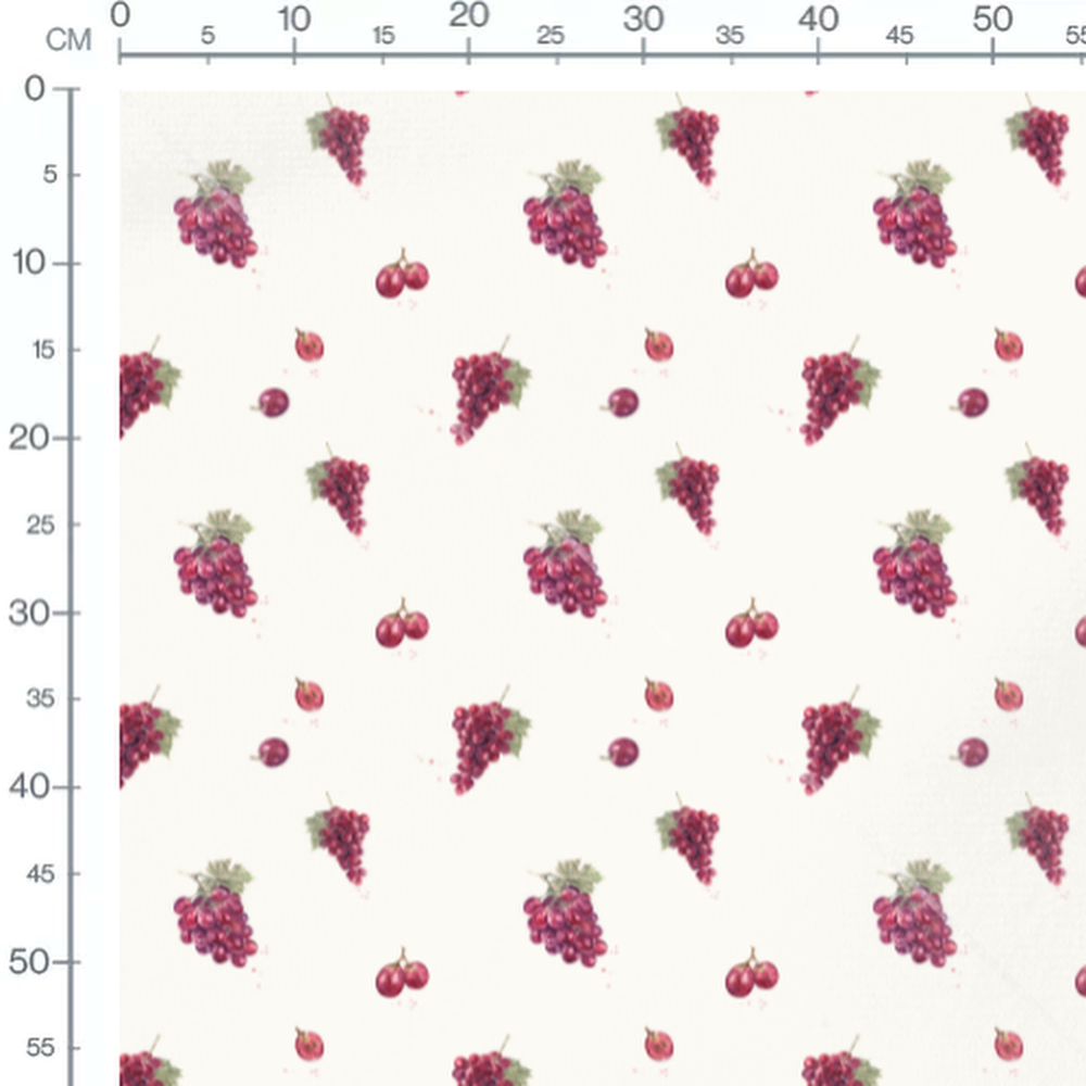 Tissu - Petites grappes de raisins rouges