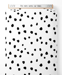 Tissu - Pois noirs variés sur blanc