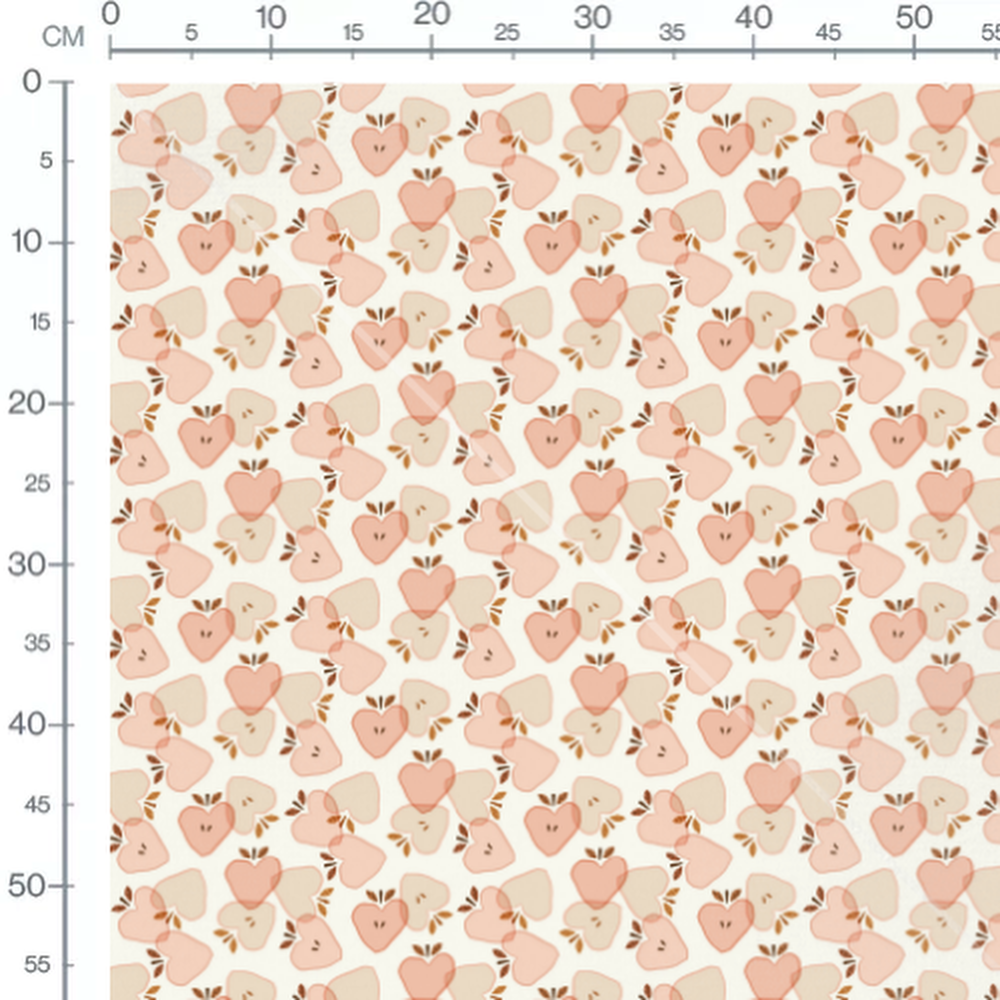 Tissu - Pommes cœur pastel épurées
