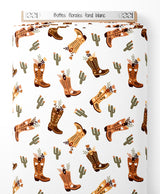 Tissu - Bottes florales sur fond blanc