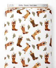 Tissu - Bottes florales sur fond blanc