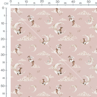 Tissu - Animaux ailés sur nuages