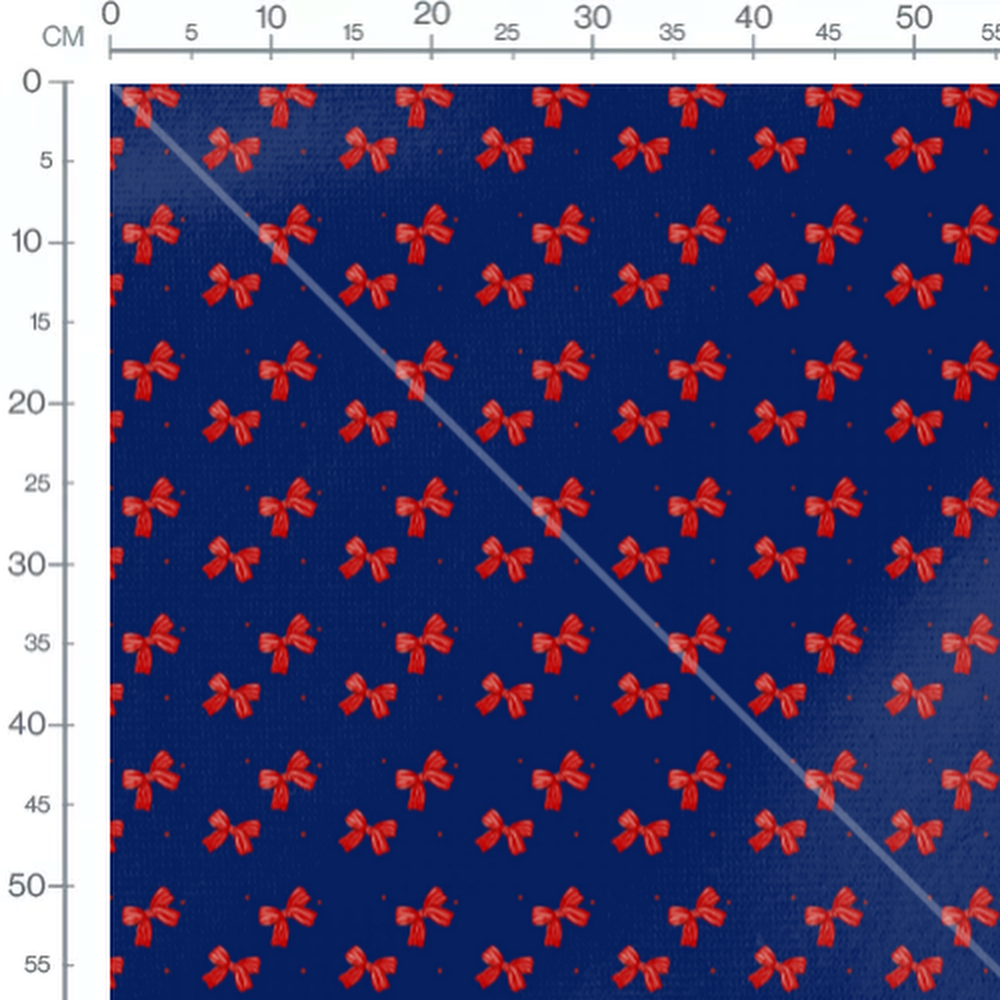 Tissu - Nœuds rouges sur fond bleu