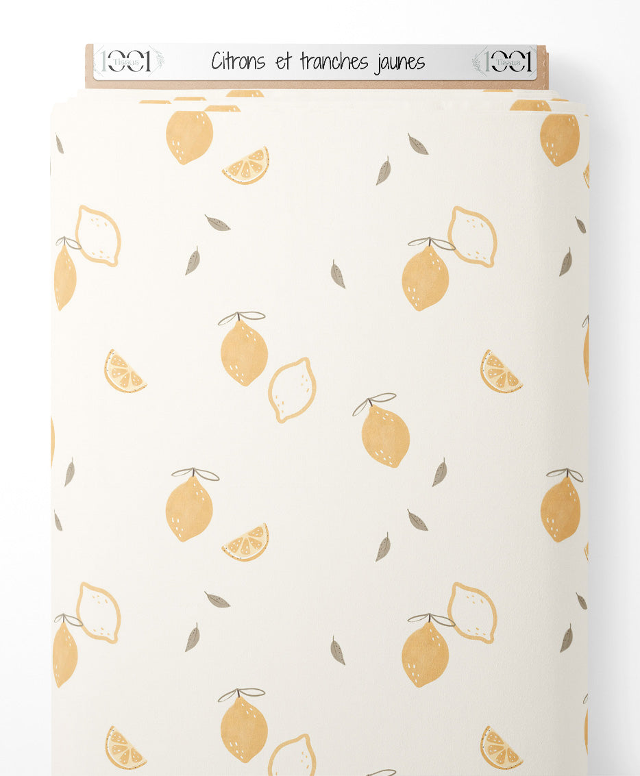 Tissu - Citrons et tranches jaunes