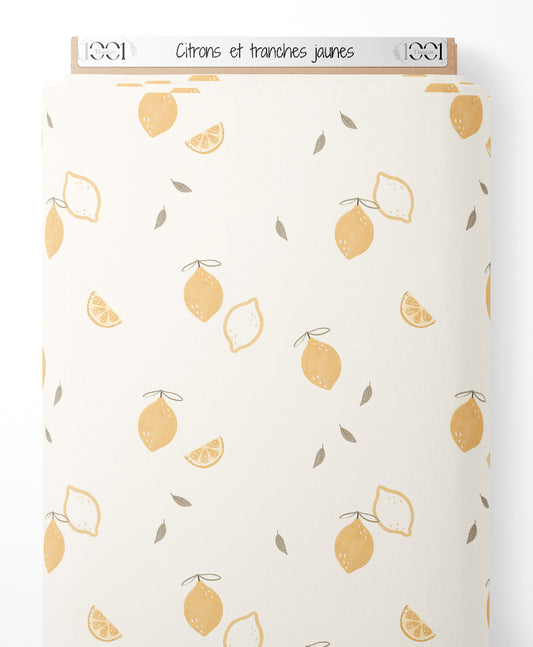 Tissu - Citrons et tranches jaunes