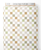Tissu - Carreaux beige et vert pâle