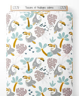 Tissu - Toucans et feuillages colorés