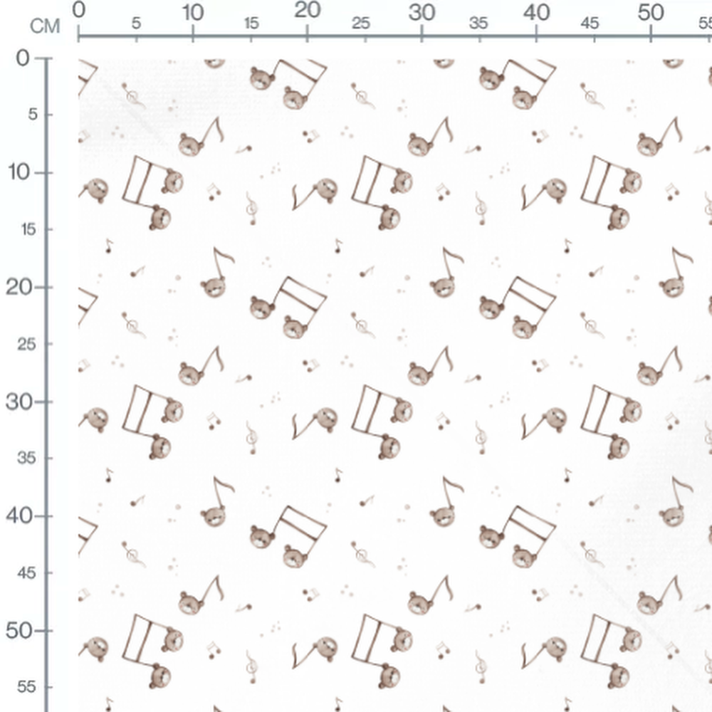 Tissu - Oursons clair et notes joyeuses