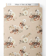 Tissu - Vintage et fleurs sur beige