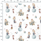 Tissu - Enfants et renards pastel