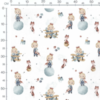 Tissu - Enfants et renards pastel