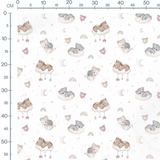 Tissu - Chats jouant avec pelotes pastel