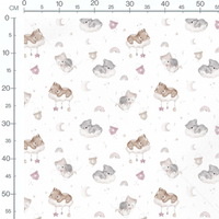 Tissu - Chats jouant avec pelotes pastel